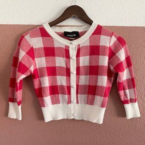 Red and White Plaid Retro Button Down Sweater